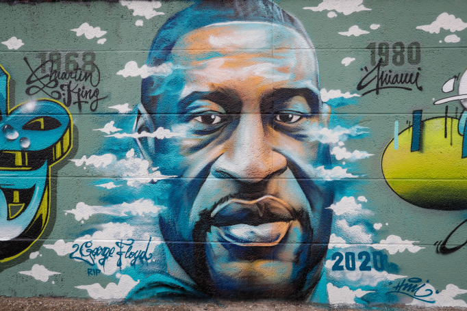 Fresco paying tribute to George Floyd, Brussels, Belgium - 04 Jun 2020